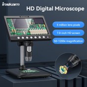 Resim INSKAM 7 İnç Dijital Mikroskop, 10-1200X Büyütme, Yüksek Çözünürlüklü Görüntü Yakalama için 8 LED Işık - Eğitim, Araştırma, Madeni Para Değerlendirmesi & Lehimleme için İdeal 