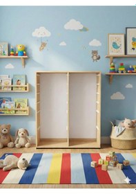 Resim 12 Çekmeceli Çok Amaçlı Oyuncak Dolabı ve Saklama Ünitesi Çocuk Odası Düzenleyici Etiket Hediyeli Safir Meşe 