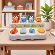 Resim Hayvan ve Nesne Duyusal Anahtarlarla Gizli ve Arama Düğmesi Kutusu Oyuncak - İnce Motor Becerileri ve El-Göz Koordinasyonu için Dayanıklı ABS Reçine Toddler Öğrenme Oyuncak, Toddler Oyuncak 