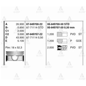 Resim Piston Segmanlı Elantra 11 1.6 Benzinli Std 87-71114-std 