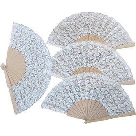 Resim Ahşap Dantelli Yelpaze Beyaz Renk 12 Adet 