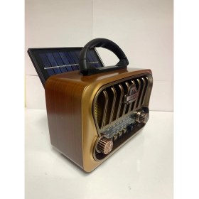 Resim Kahverengi Solar Panelli Çok Fonksiyonlu Nostajık Radyo, Usb, Bluetooth, Fm Özellikli 