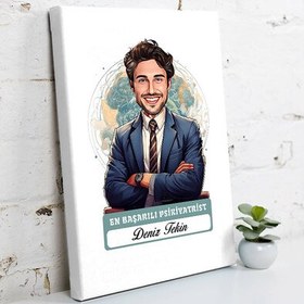 Resim Karikatürlü En İyi Erkek Psikiyatrist Kanvas Tablo 