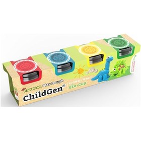 Resim Childgen Doğal Oyun Hamuru 4 X 125 Gr Set Sarı, Kırmızı, Mavi, Yeşil 