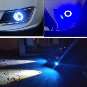 Resim Fiat Doblo D1 Uyumlu, Universal Mercekli Led Angel Sis Farı, 76mm Buz Mavi Renk 