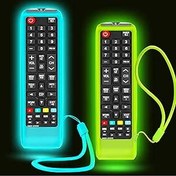 Resim Samsung TV Remote için 2 Paket Kılıf, Samsung Uzaktan Kumanda için Akıllı TV Evrensel Yedek Silikon Kılıf Kılıf Kordon Parlayan Koyu Yeşil ve Mavi 