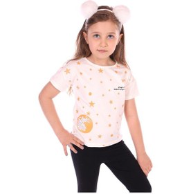 Resim Toontoy Kids Toontoy Kız Bebek Önü Simli Yıldız Baskılı Tişört Fuşya 