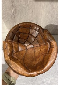 Resim Ahşap El Şeklinde Yuvarlak Çerezlik /sunumluk - 20 Cm 