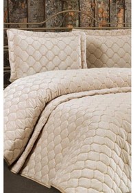 Resim Lima Kadife Dolgulu Çift Kişilik Yatak Örtüsü Cappucino (541545341) Cappucino 