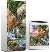 Resim NETWORK ART Buzdolabı Ve Bulaşık Makinası Beyaz Eşya Sticker Kaplama Antik Şelale 