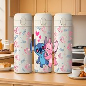Resim Disney 14.2oz Paslanmaz Çelik Yalıtımlı Su Şişesi Sevimli Stitch & Lilo Tasarımıyla - Sızdırmaz, BPA İçermez, Kilitli Kapaklı Taşınabilir Spor Bardağı Fitness, Dış Aktiviteler ve Ofis Kullanımı için 