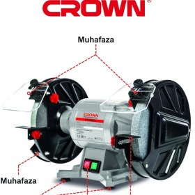Resim Crown Bakır Sargılı Taş Motoru 350 Watt CT13547 | Profesyonel Taşlama Motoru 350 W Bileme Makinesi 200MM 