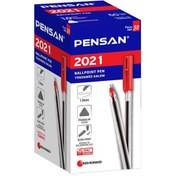 Resim Pensan Tükenmez Kalem Üçgen Gövdeli Şeffaf Kırmızı 50 Lİ 2021 