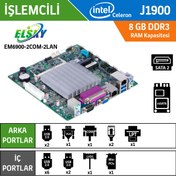 Resim merpa Elsky Em6900-2com-2lan J1900 Dual Quad Celeron 2.0ghz Anakart 