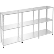 Resim RafBurada 3 Katlı 3'lü Galvaniz Çelik Raf - Depo, Arşiv, Kiler, Dosya, Market Rafı 59x93 Cm-100 Cm-1.00 Mm 