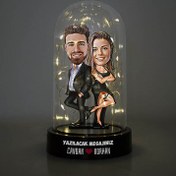 Resim Yakışan Güzel Çiftler Karikatürlü Işıklı Fanus Biblo 