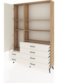 Resim Arges Dolap 7 Raflı 6 Çekmeceli Tek Kapaklı 132x30x195 Çam-aytaşı/aytaşı Aytası/aytası 