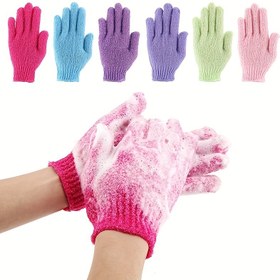 Resim 5'li Peeling Banyo Eldiveni - Yumuşak, Çizmez, Renkli Banyo Eldivenleri Vücut & Yüz İçin, Fırçalama, Peeling & Temizleme İçin İdeal, Duş & Banyo Zamanı İçin Mükemmel, Banyo Aksesuarları, Eğlenceli Tasarım, Dayanıklı Malzeme 