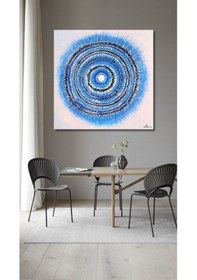 Resim Modern Büyük Boy El Yapımı Yağlı Boya Tablo 95x95cm 