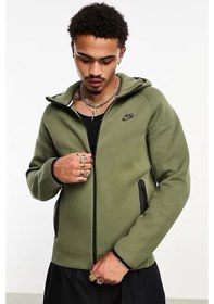 Resim Nike Tech Fleece Full Zip Windrunner Hoodie Green Kapüşonlu Unisex Sweatshirt Haki Yeşil 