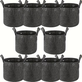Resim 10 adet 11.36/18.93/26.5/37.85/56.78 L Güçlendirilmiş Kalınlaştırılmış Yükseltilmiş Şişme Yeniden Kullanılabilir Bitki Torbaları Tutacaklarla, Ağır Hizmet Kalın Non-Woven Kumaş Saksılar, Düşük Basınçlı Bitki Eğitimi Meyve, Sebze, Patates, Domates, Havuç, Soğan ve Çiçekler için Çok Amaçlı Halkalar, Siyah 