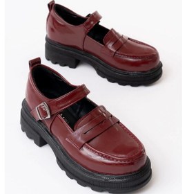 Resim Bordo Rugan Kadın Günlük Yüksek Tabanlı Loafer Ayakkabı Bordo 