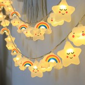 Resim 1 adet LED Gökkuşağı Bulut ve Yıldız Dizisi Işıkları, Doğum Günü Partileri ve Noel Süslemeleri için Kullanılır, Kapalı Mitolojik Tema Işıkları, Pil ile Çalışır (Piller Dahil Değil), Aileler, Partiler ve Düğünler için Uygun (Pil Dahil Değil) 