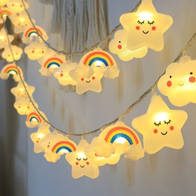 Resim 1 adet LED Gökkuşağı Bulut ve Yıldız Dizisi Işıkları, Doğum Günü Partileri ve Noel Süslemeleri için Kullanılır, Kapalı Mitolojik Tema Işıkları, Pil ile Çalışır (Piller Dahil Değil), Aileler, Partiler ve Düğünler için Uygun (Pil Dahil Değil) 