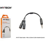 Resim Hytech HY-X77 Siyah Audio + Mic to 3,5mm 0.15m Kulaklık Çevirici 