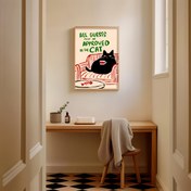 Resim 1 adet "Tüm Misafirler Kedi Onaylı Olmalıdır" Karikatür Poster - Kırmızı Sandalyede Şirin Siyah Kedi, Kedi Severler İçin Eğlenceli Duvar Sanatı, Ev Ofisi, Yatak Odası, Oturma Odası veya Banyo Dekoru İçin Çerçevesiz Tuval Baskısı, İç Duvar Dekoru | Eğlenceli Kedi Tasarımı | Modern Duvar Sanatı, Kedi Dekoru 
