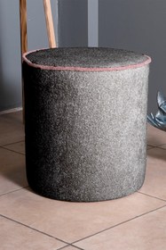 Resim Gazzini Furniture Venice Antrasit Teddy Puf- Yuvarlak Makyaj Masası Pufu 