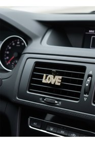 Resim ÇiçekAntalya Taşlı Klima Izgara ve Torpido Süsü Love Taşlı Gold Prenses Altın Rengi 