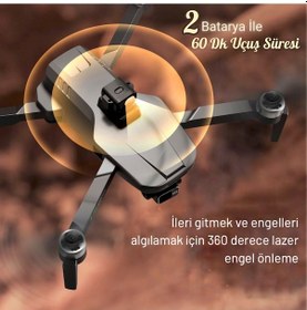 Resim Piha S155 Drone 3 Axis Gimbal 2 Batarya İle 60 Dakika Uçuş Süresi Beni Takip Et Modu 4K HD Kamera Ve Lazerli Engelden Kaçınma Modu 