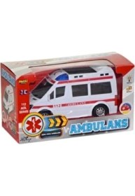 Resim Prestij Işıklı Sesli Pilli Ambulans Çocuklar İçin 20 cm Uzunluğunda Eğlenceli Oyuncak 