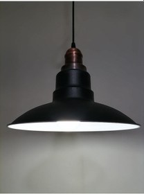 Resim Riolight Retro Siyah Içi Beyaz Tekli Metal Sarkıt Çap:30Cm 