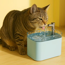 Resim USB Güçlü 1.5L Otomatik Kedi Su Çeşmesi, Paslanmaz Çelik Musluk ve Filtreler - Taze, Döngüsel Hidrasyon için Kediler ve Küçük Evcil Hayvanlar İçin 