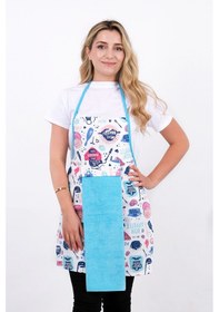 Resim Damla Sıvı Geçirmez Su Geçirmez Mutfak Önlüğü Havlulu Mutfak Önlüğü Turkuaz 