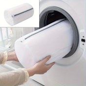 Resim 1 Adet Fermuarlı Oval Polyester Çamaşır Torbası - Ayakkabı ve Kırılgan Eşyalar için Dayanıklı Makinede Yıkanabilir Tasarım, Güçlendirilmiş Dikişli Çamaşır Koruyucu 
