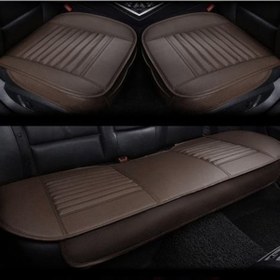 Resim Novahub Kahve Nefes Alabilir Sahte Ön Arka Deri Araba Kapak Koltuk Pedi Mat Yastık Rear Rear 