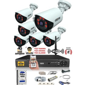 Resim IDS 6 Kameralı 5MP Sony Lensli 1080P Full HD Güvenlik Kamerası Sistemi - Cepten İzle - 500 Dış 