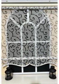 Resim Çift Mekanizmalı Desenli Tül Stor Perde Gri Baskı Stb-108 