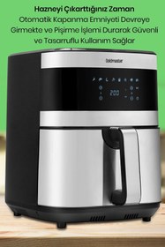 Resim GOLDMASTER Superfry 7 Litre Inox Geniş Hazneli Xxl Dokunmatik 8 Ön Ayarlı Airfryer Sıcak Hava Fritözü 