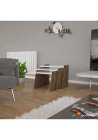 Resim Modilayn Viva Zigon Sehpa Takımı High Gloss Ceviz - Beyaz 