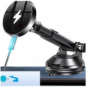 Resim Uyuxıo Manyetik Kablosuz Araç Telefonu Şarj Adaptörü 15w Hızlı Şarj Ön Cam Pano Black Black 