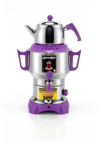 Resim Armağan Klasik Elektrikli Semaver - 4,5 Litre - Lila Aksam - Gizli Rezistans - 430 Kalite Paslanmaz Çelik - Model 808597643561 