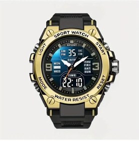 Resim Sunshine022 Erkek Kol Saati Altın Çift Ekran Alarm Kronometre Led Spor Digital Saat Diğer 