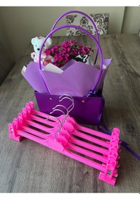 Resim Mandallı Pantolon Etek Askısı, Etek Askısı Fuşya Renk, 10 Adet Fuşya 