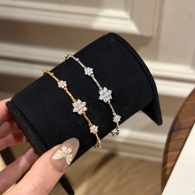 Resim Güneş ışığını yansıtan kübik zirkonya karartıkları ile şık Fransız tarzında 18 ayar altın kaplama bilezik - Günlük giyim, Sevgililer Günü ve özel günler için mükemmel, Her günlik aksesuar|Karartık desenli|Dayanıklı bilezik 