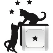 Resim Priz Kedi Özel Yeni Sticker Set Siyah Kedi Yıldız Etiket Duvar Özel Yeni Sticker 