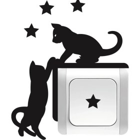Resim Priz Kedi Özel Yeni Sticker Set Siyah Kedi Yıldız Etiket Duvar Özel Yeni Sticker 